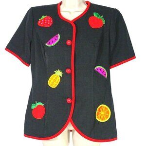 Vintage Melissa Shirt Jacket Button Up Fruits